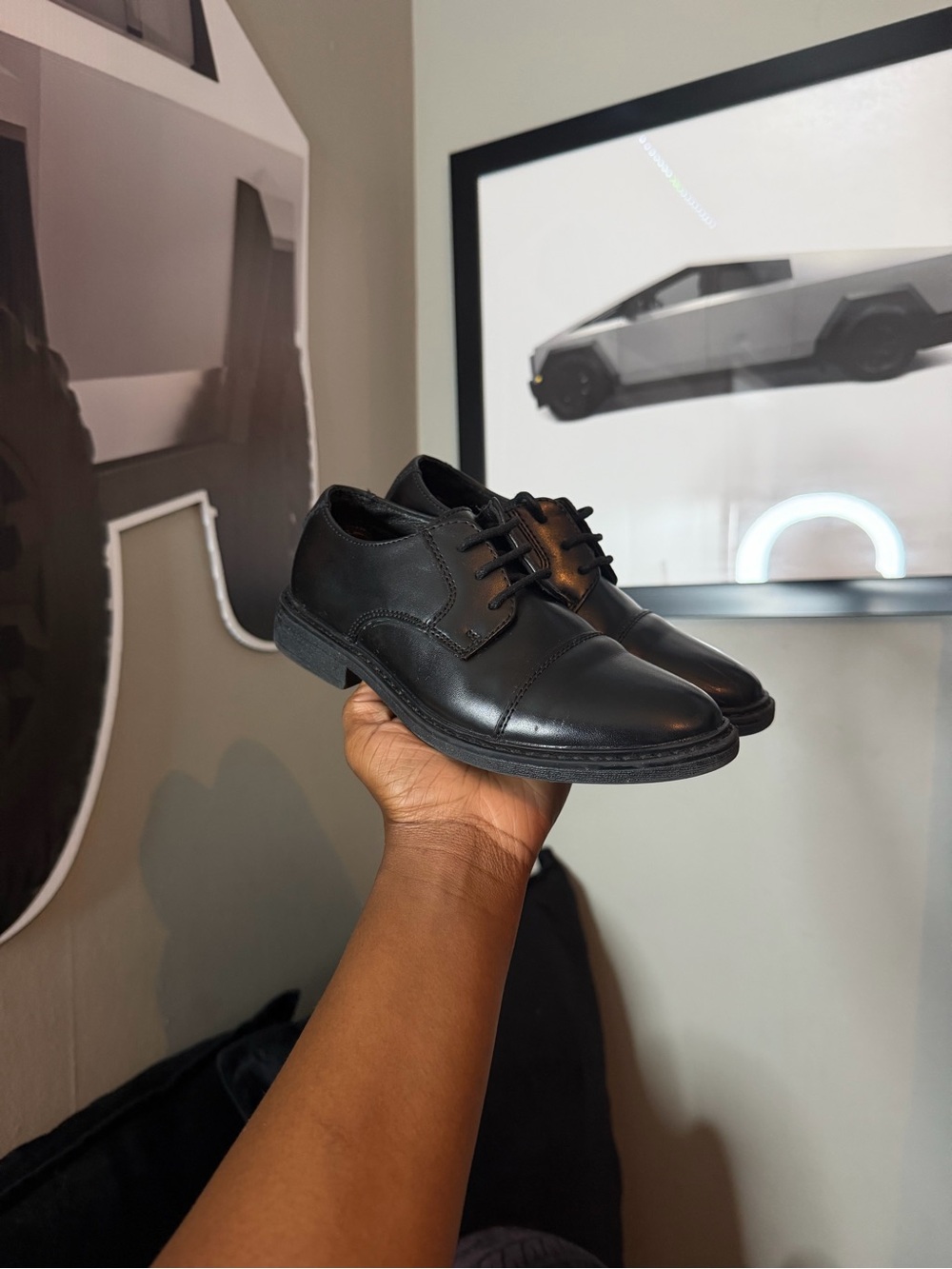 SHEIN Black Kids Lace-Up Dress Shoes